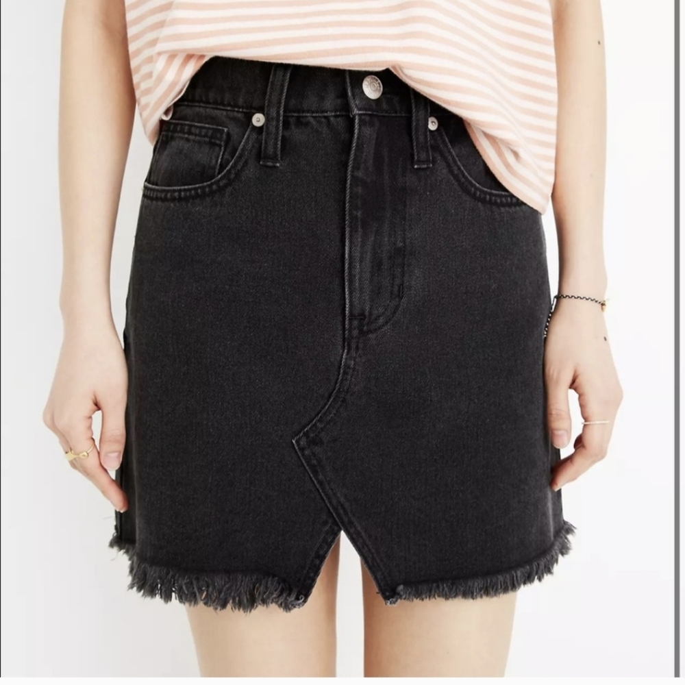 Madewell Rigid Denim A-Line Mini Skirt Cutout Edition
